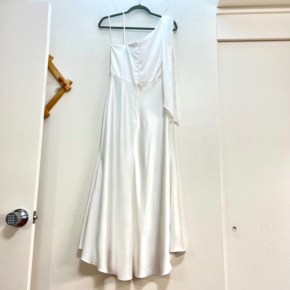 Mac Duggal 55387 One Shoulder Satin Midi Dress - Picture 6 of 12